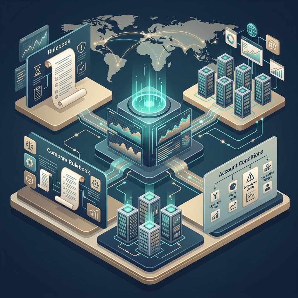 Trader reviewing automated risk controls beside a quiet multi-monitor desk