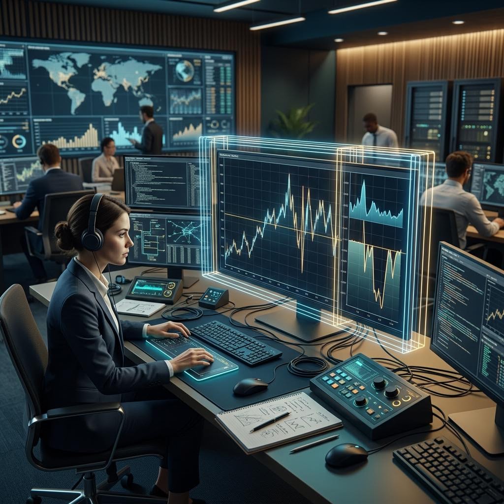 Automated trading workstation with a clock, calendar, and protective shield