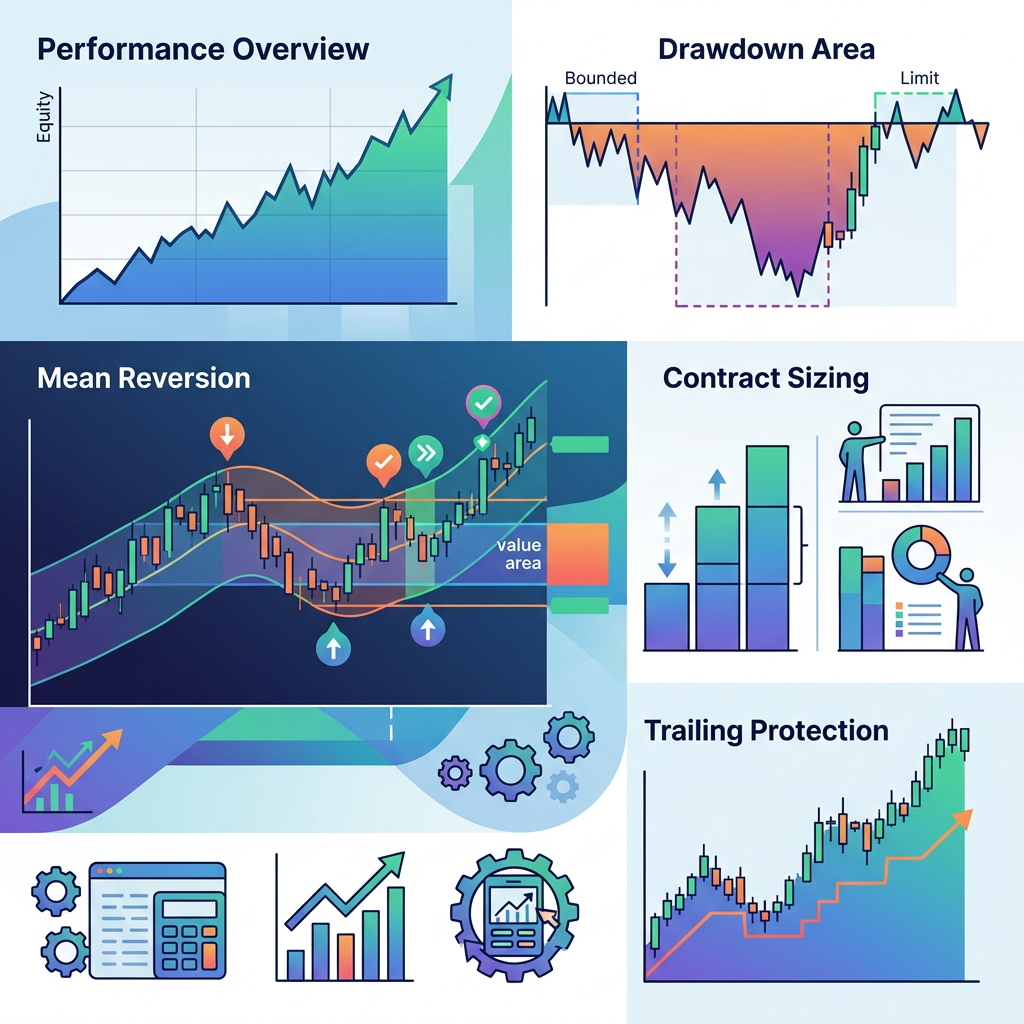 Apex Trader Funding Mean Reversion Futures EA controlled performance testing visual