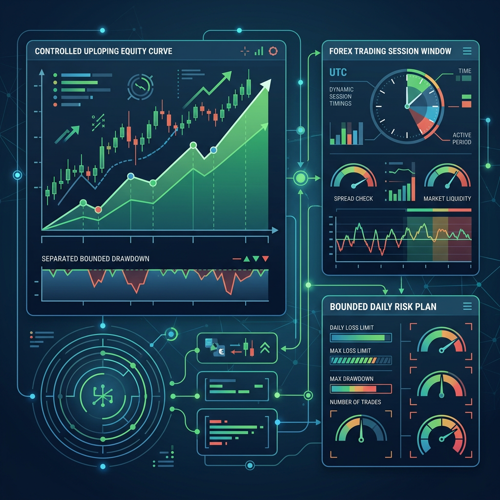 E8 Funding Session Trading EA controlled performance testing visual