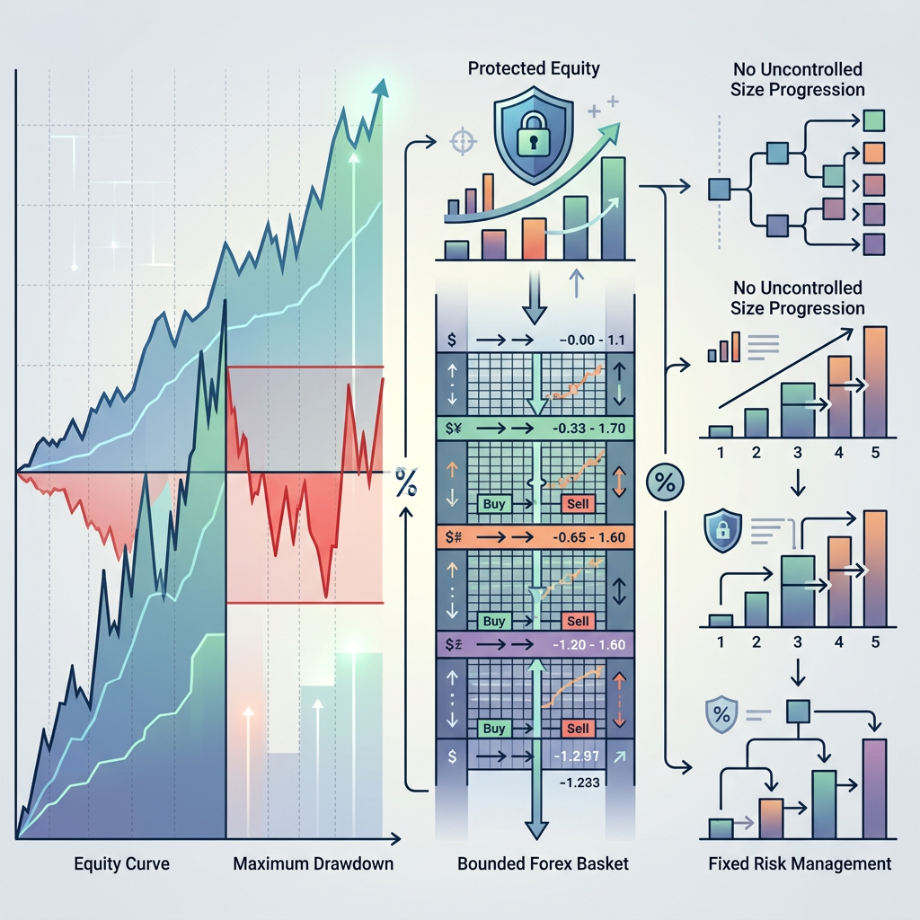 Funding Pips Forex Grid EA controlled performance testing visual