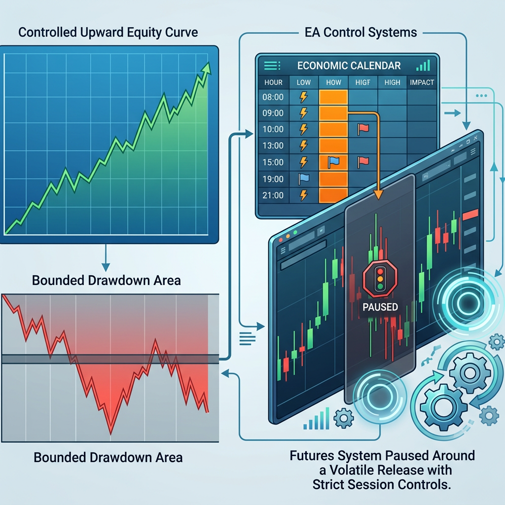 Topstep News Filter EA controlled performance testing visual